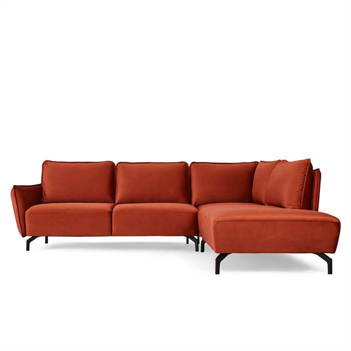 Bella Hjørnesofa Orange Velour på Afbetaling