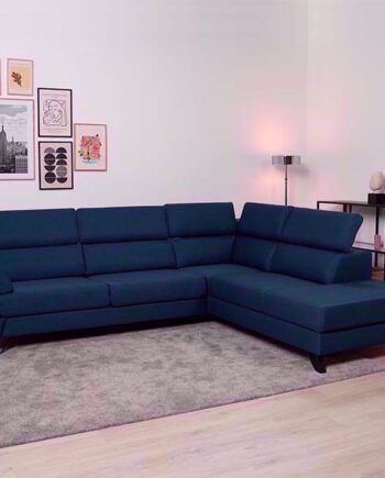 Billund Open End Sofa  Blå Stof Justerbar Nakkestøtte på Afbetaling