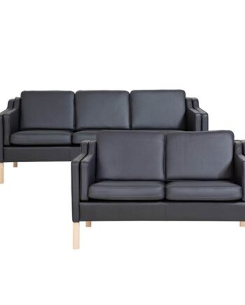 Boston Sofasæt  Pers Sort Læder på Afbetaling