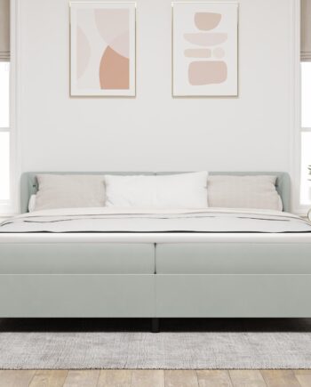 Box Spring Seng Med Madras Mørkegrå 80x200 Fløjl Lysegrå på Afbetaling