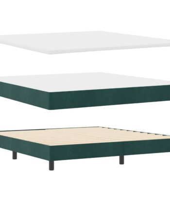 Box Spring Seng Med Madras Mørkegrå 80x200 Fløjl Mørkegrøn på Afbetaling