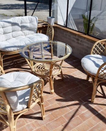 Capri Kurvemøbelsæt Natur Rattan Med Sofa Bord Stole på Afbetaling