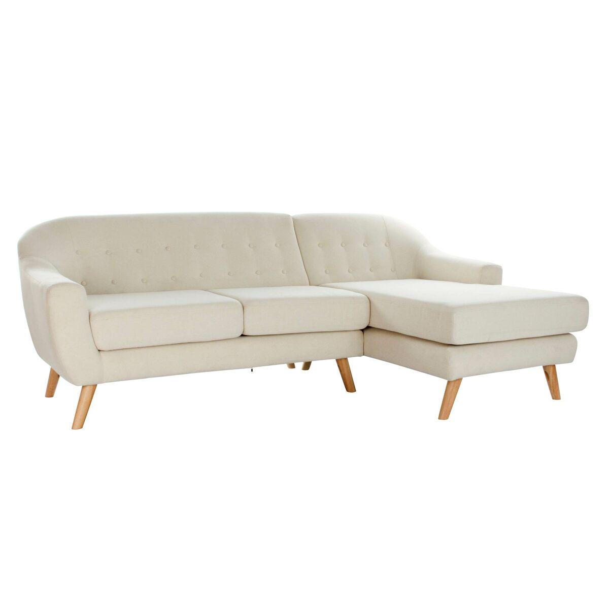 Chaise Longue Sofa Flødefarvet Gummitræ 226 144 på Afbetaling