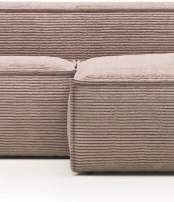 Chaiselong Sofa Højrevendt Kave Home Blok 240x174 Lyserød Corduroy Stof på Afbetaling