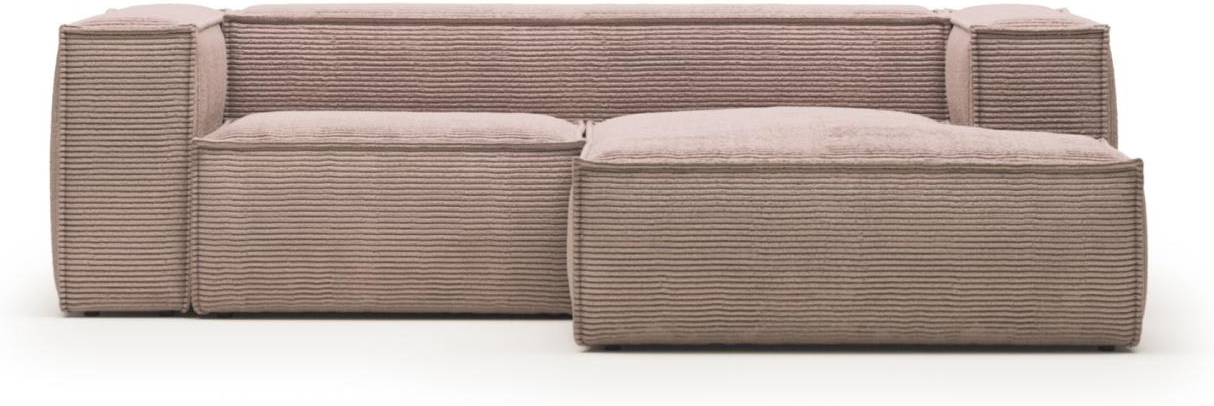 Chaiselong Sofa Højrevendt Kave Home Blok 240x174 Lyserød Corduroy Stof på Afbetaling