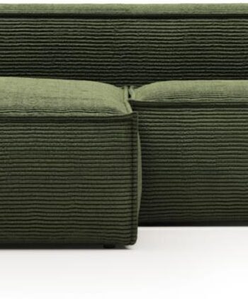Chaiselong Sofa Kave Home Blok Fløjl Grøn Venstrevendt 240x174 på Afbetaling