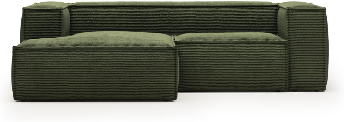 Chaiselong Sofa Kave Home Blok Fløjl Grøn Venstrevendt 240x174 på Afbetaling