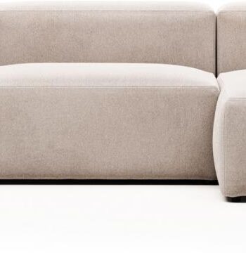 Chaiselong Sofa Kave Home Blok Højrevendt Beige Polstret Stof på Afbetaling