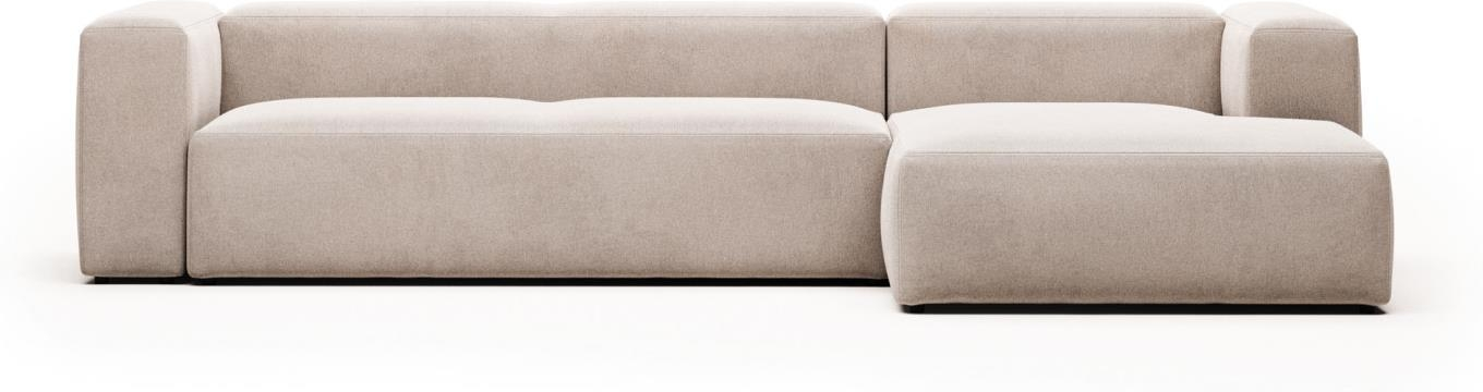 Chaiselong Sofa Kave Home Blok Højrevendt Beige Polstret Stof på Afbetaling