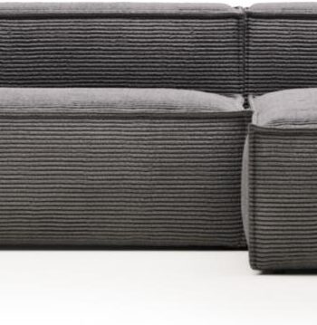 Chaiselong Sofa Kave Home Blok Højrevendt Grå Ribstof Polstret Pers 300x174x69 på Afbetaling
