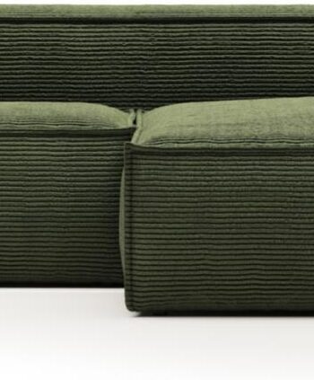 Chaiselong Sofa Kave Home Blok Højrevendt Polstret Corduroy 240x174 Grøn på Afbetaling