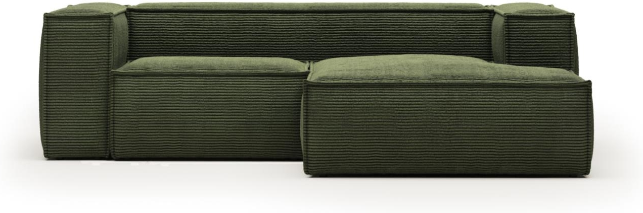 Chaiselong Sofa Kave Home Blok Højrevendt Polstret Corduroy 240x174 Grøn på Afbetaling