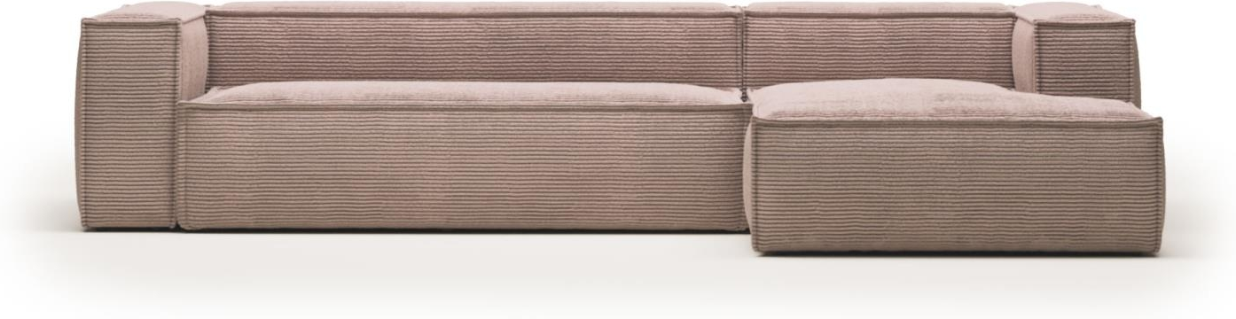 Chaiselong Sofa Kave Home Blok Lyserød Corduroy Højrevendt H69x330x174 på Afbetaling