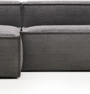 Chaiselong Sofa Kave Home Blok Personers Venstrevendt Grå Fløjl 300x174 på Afbetaling