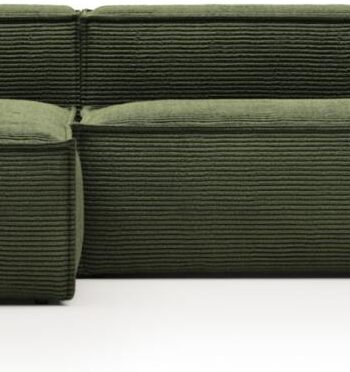 Chaiselong Sofa Kave Home Blok Venstrevendt Fløjl Grøn 300x174x69 på Afbetaling