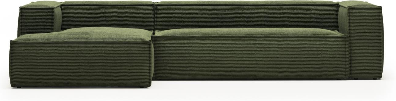 Chaiselong Sofa Kave Home Blok Venstrevendt Grøn Fløjl Bredribset Corduroy 330x174 på Afbetaling