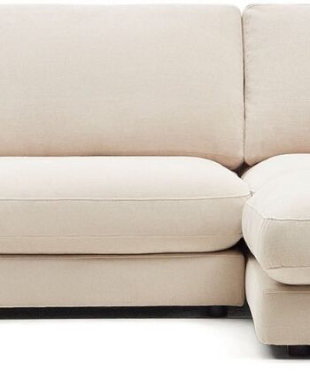 Chaiselong Sofa Kave Home Gala Højrevendt Beige 300x193 Chenille Polstring Aftagelige Betræk på Afbetaling