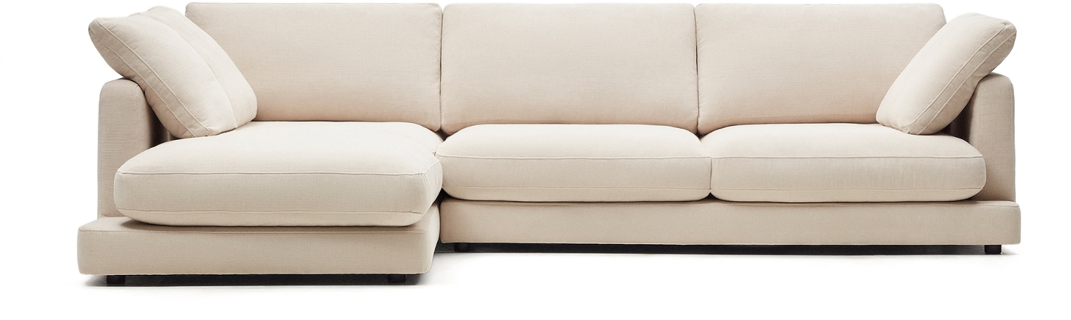 Chaiselong Sofa Kave Home Gala Venstrevendt Beige Chenille 300x193 på Afbetaling