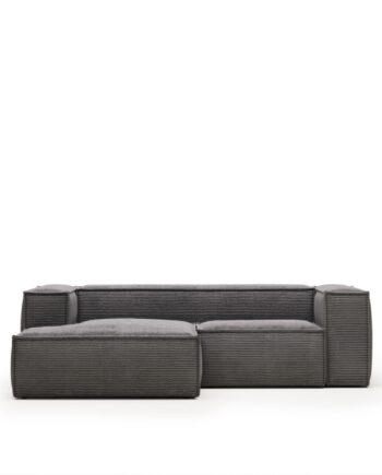 Chaiselong Sofa Venstrevendt Kave Home Blok Fløjl Grå 240x174 på Afbetaling