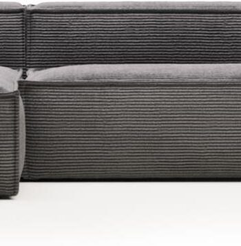 Chaiselong Sofa Venstrevendt Kave Home Blok Fløjlssofa Grå 330x174x69 på Afbetaling