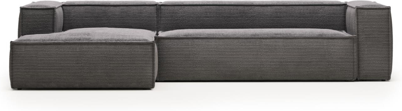 Chaiselong Sofa Venstrevendt Kave Home Blok Fløjlssofa Grå 330x174x69 på Afbetaling