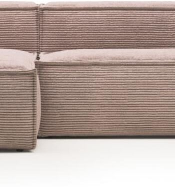Chaiselong Sofa Venstrevendt Kave Home Blok Lyserødt Fløjl på Afbetaling