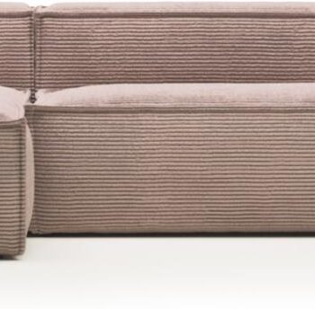 Chaiselong Sofa Venstrevendt Kave Home Blok Personers Fløjlsstof Lyserød Nordisk Design på Afbetaling