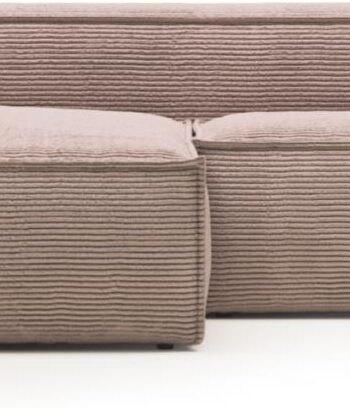 Chaiselong Sofa Venstrevendt Kave Home Blok Pink Fløjl Vintage Nordisk 240x174cm på Afbetaling
