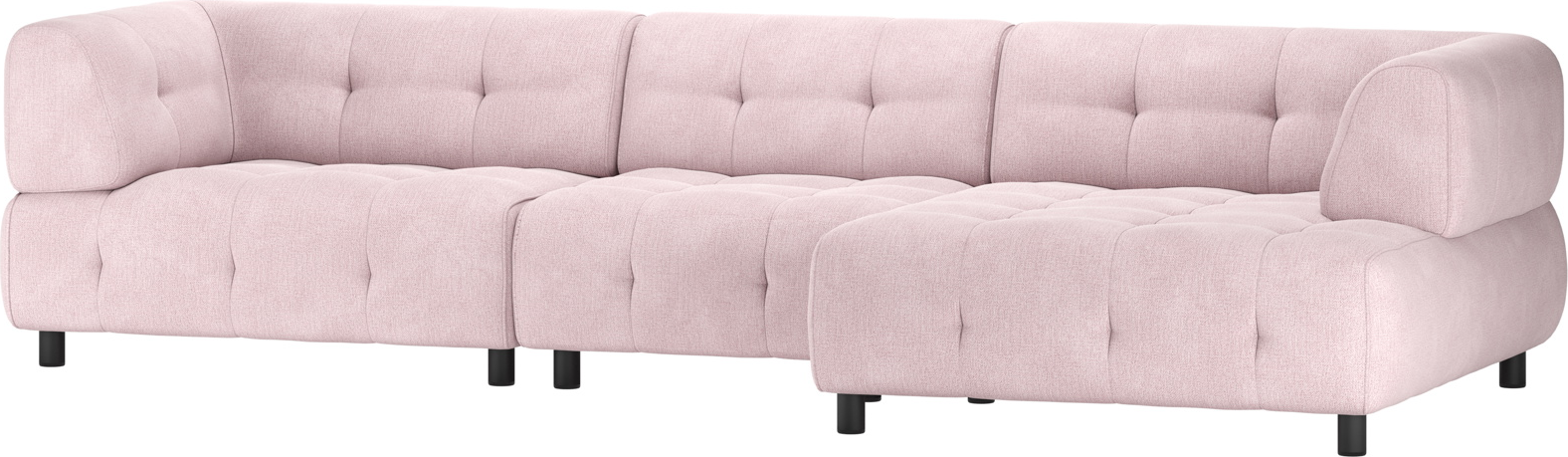 Chaiselong Sofa Woood Louis Højrevendt Lyserød Fladvævet Polyester Modulær på Afbetaling