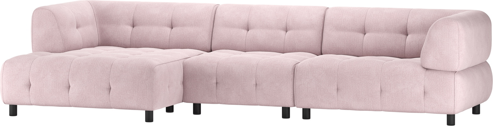Chaiselong Sofa Woood Louis Venstrevendt Lyserød 334x90 120 Fladvævet Polyester på Afbetaling