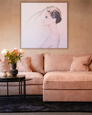 Chelsey Flamingo Fløjl Flydersofa  Personers Sofa på Afbetaling