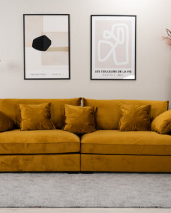 Chelsey Flydersofa  Personers Sofa Gul Velour på Afbetaling