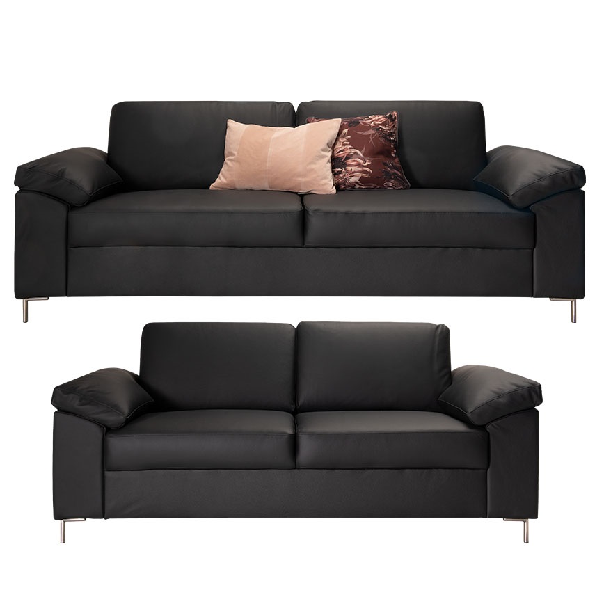 Construct  5per Sofa Sort Læder Fargo Arm Ben på Afbetaling