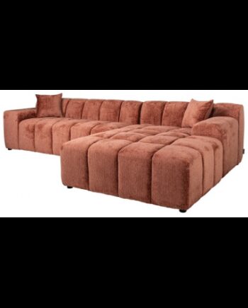 Cube Højrevendt Chaiselong Sofa Chenille 325 195 Rødrosa på Afbetaling