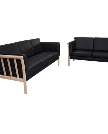 Denver Sofasæt  Sort Læder Ubehandlet på Afbetaling