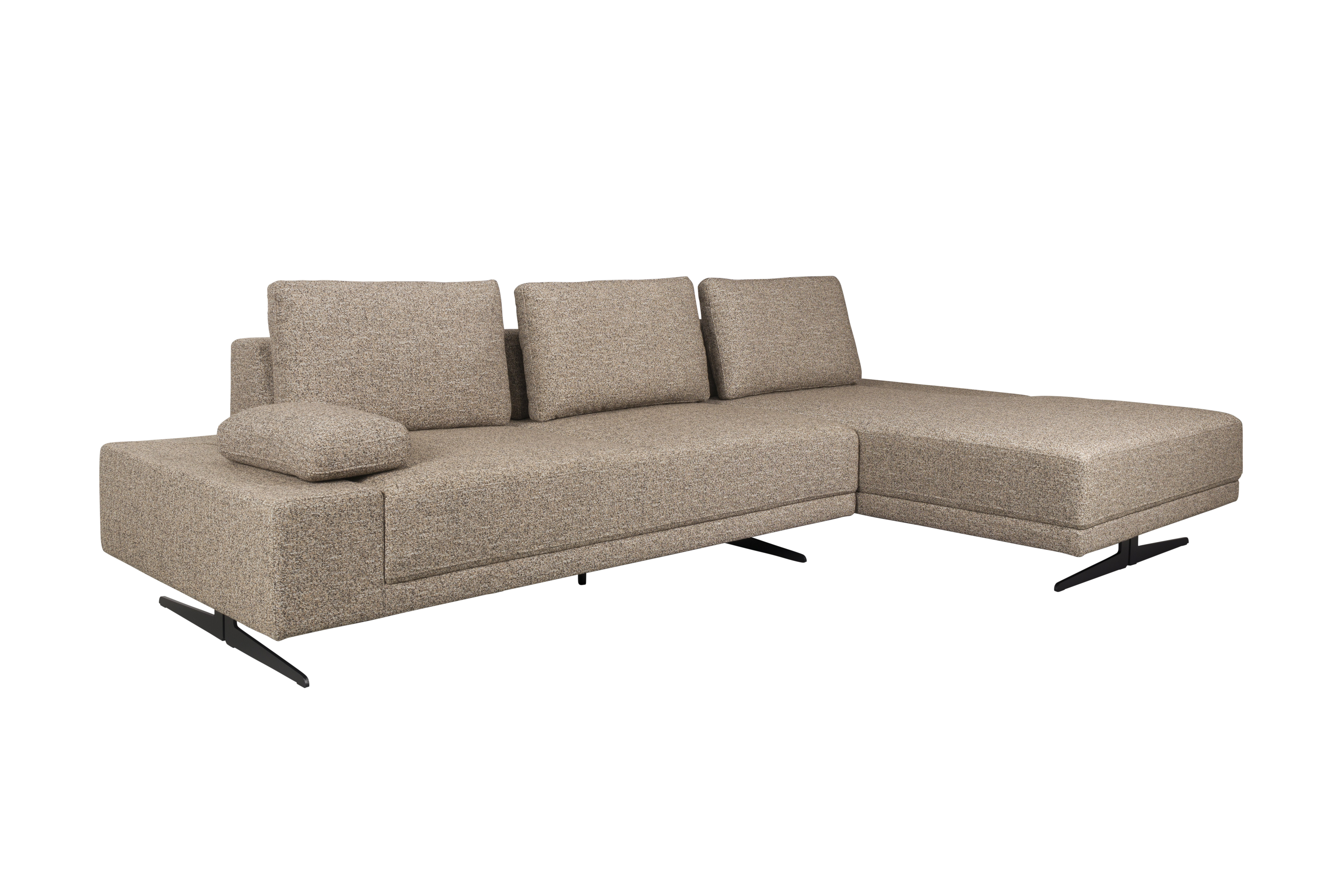 Dutchbone Shelly Sofa Højre Chaiselong Cinnamon Polyester Stof Stål på Afbetaling
