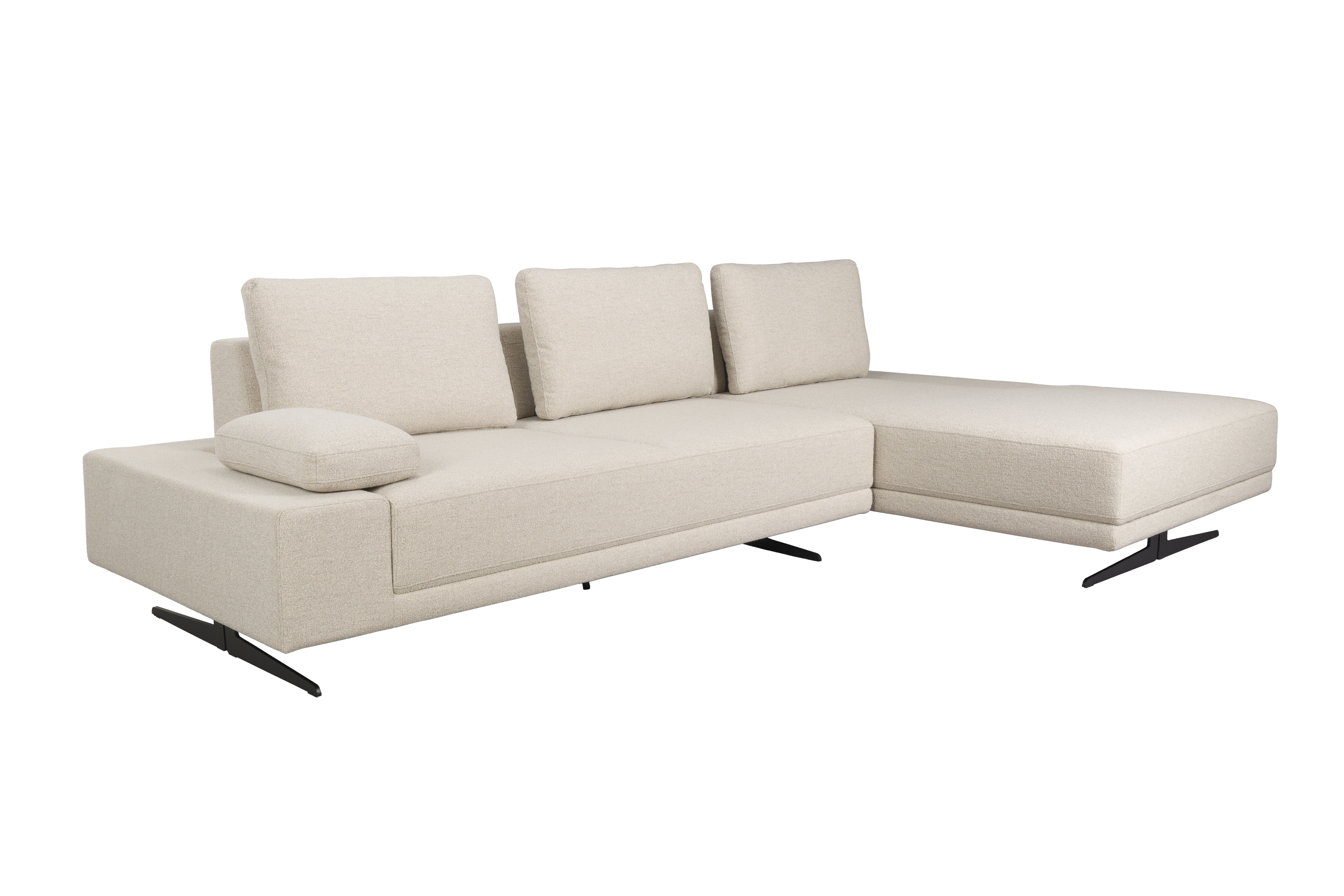 Dutchbone Shelly Sofa Højre Chaiselong Offwhite Polyester Stof Stål på Afbetaling