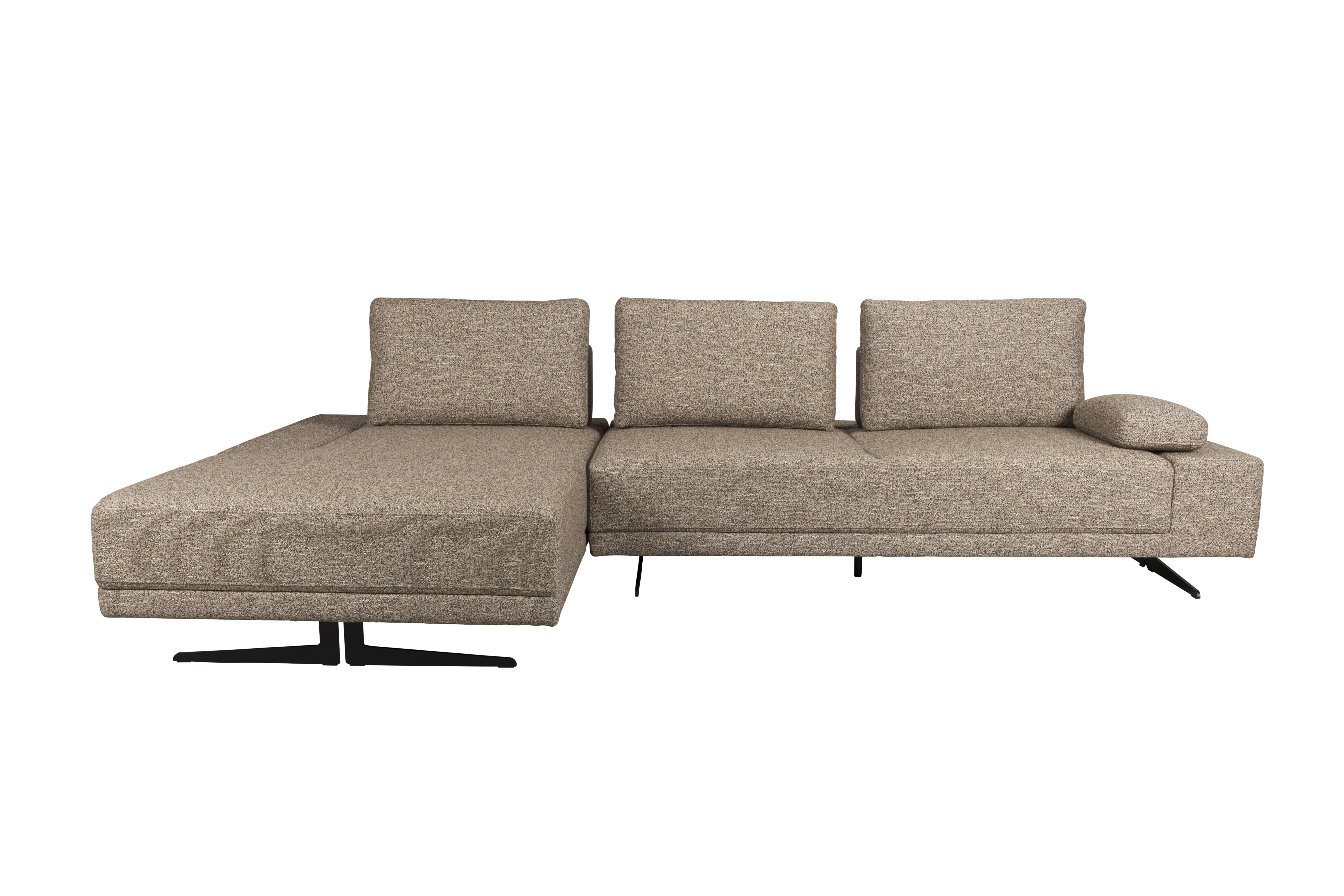 Dutchbone Shelly Sofa Venstre Chaiselong Cinnamon Polyester Stof Stål på Afbetaling