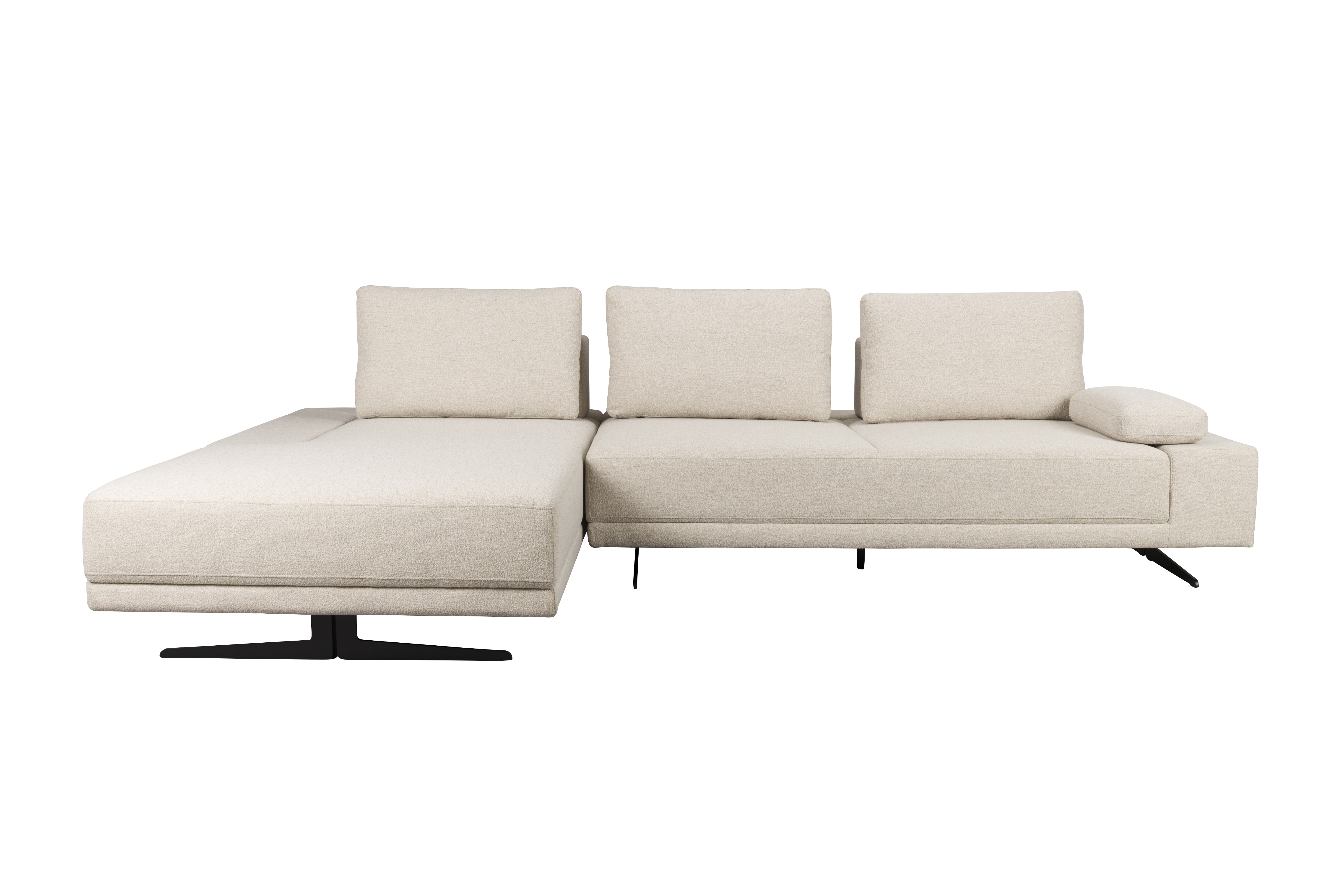 Dutchbone Shelly Sofa Venstre Chaiselong Offwhite Polyester Stof Stål på Afbetaling