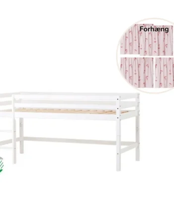 Eco Dream Halvhøj Seng Delbar Hvid 90x200 Med Forhæng Rød på Afbetaling