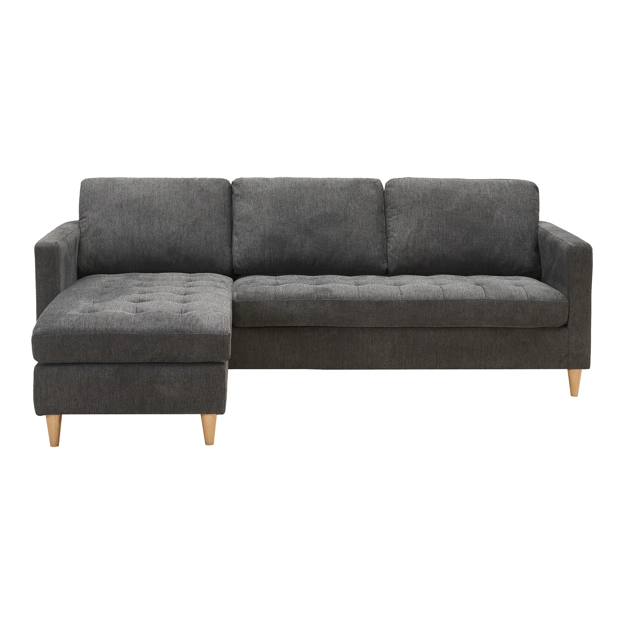 Firenze Sofa Mørkegrå Med Ben Naturtræ på Afbetaling