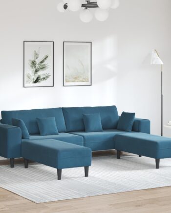 Fløjls Sofa Med Pude Stk Blå 208 Fløjl på Afbetaling