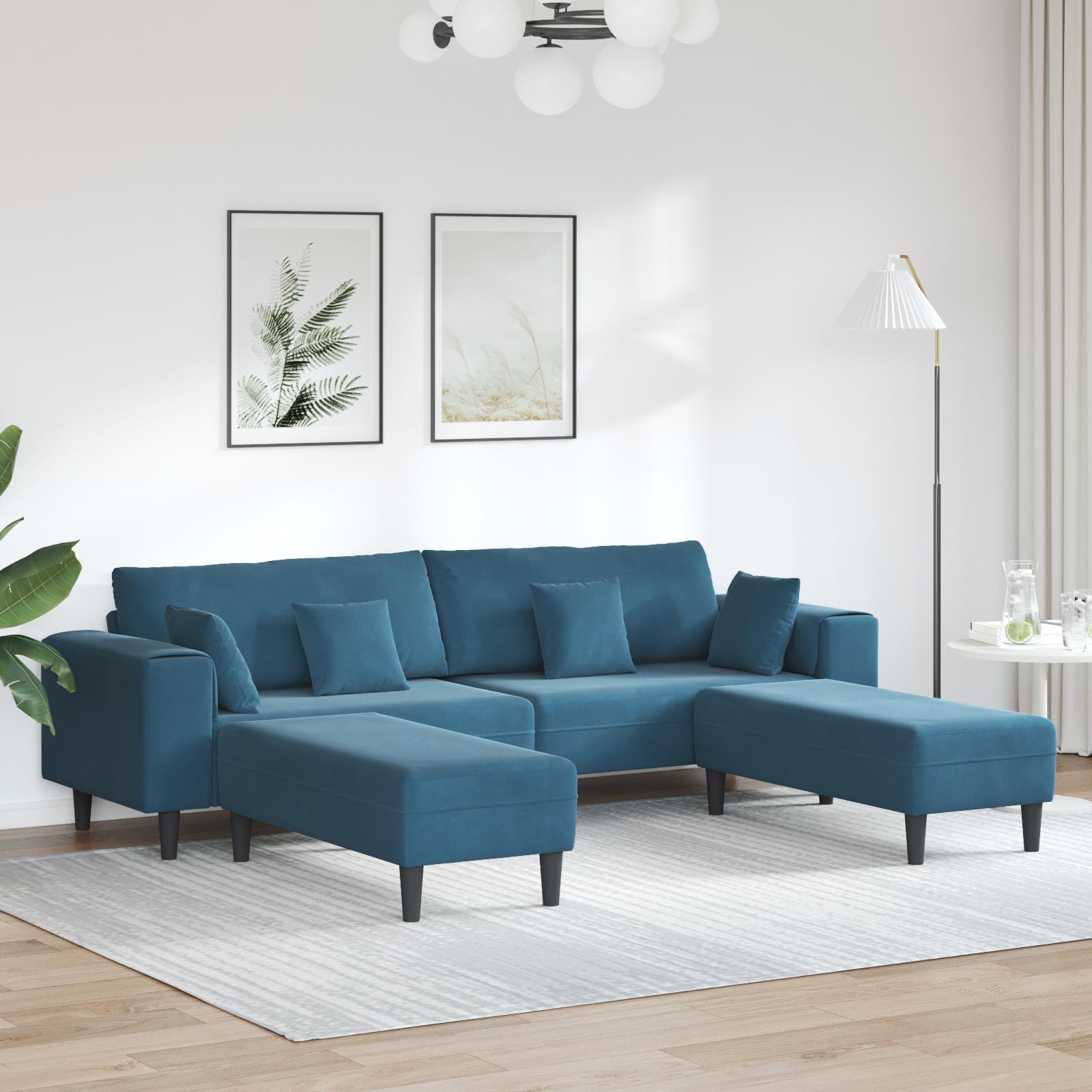 Fløjls Sofa Med Pude Stk Blå 208 Fløjl på Afbetaling