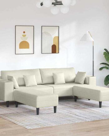 Fløjls Sofa Med Pude Stk Creme 208 Fløjl på Afbetaling
