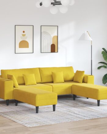 Fløjls Sofa Med Pude Stk Gul 208 Fløjl på Afbetaling