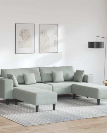 Fløjls Sofa Med Pude Stk Lysegrå 208 Fløjl på Afbetaling