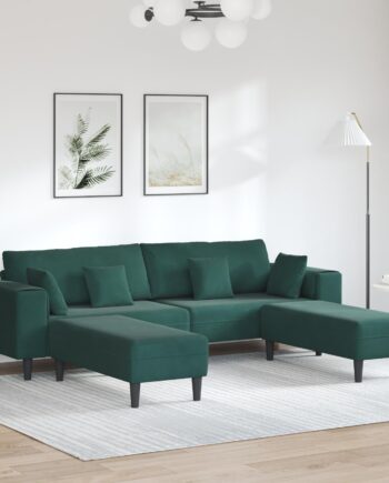 Fløjls Sofa Med Pude Stk Mørkegrøn 208 Fløjl på Afbetaling