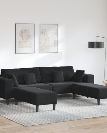 Fløjls Sofa Med Pude Stk Sort 208 Fløjl på Afbetaling