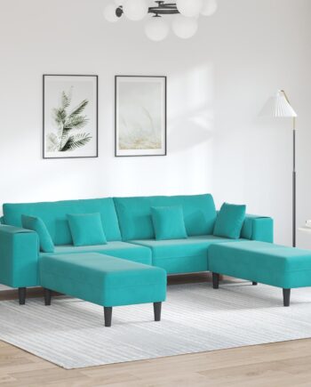 Fløjls Sofa Med Pude Stk Turkis 208 Fløjl på Afbetaling