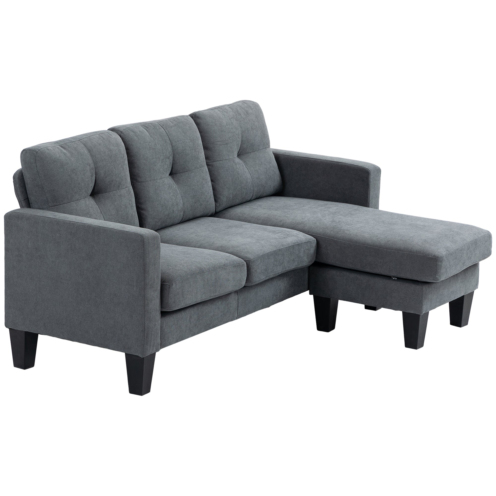 Formet Hjørnesofa Med Vendbar Chaiselong Polstret Sofa Mørkegrå på Afbetaling
